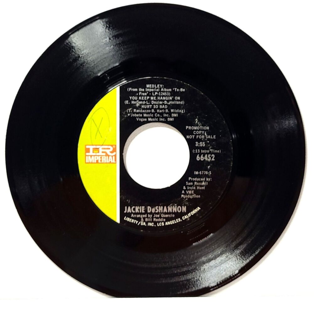 Jackie DeShannon Promo 45 Medley: You Keep Me Hangin' On/Hurt So Bad Imperial VG